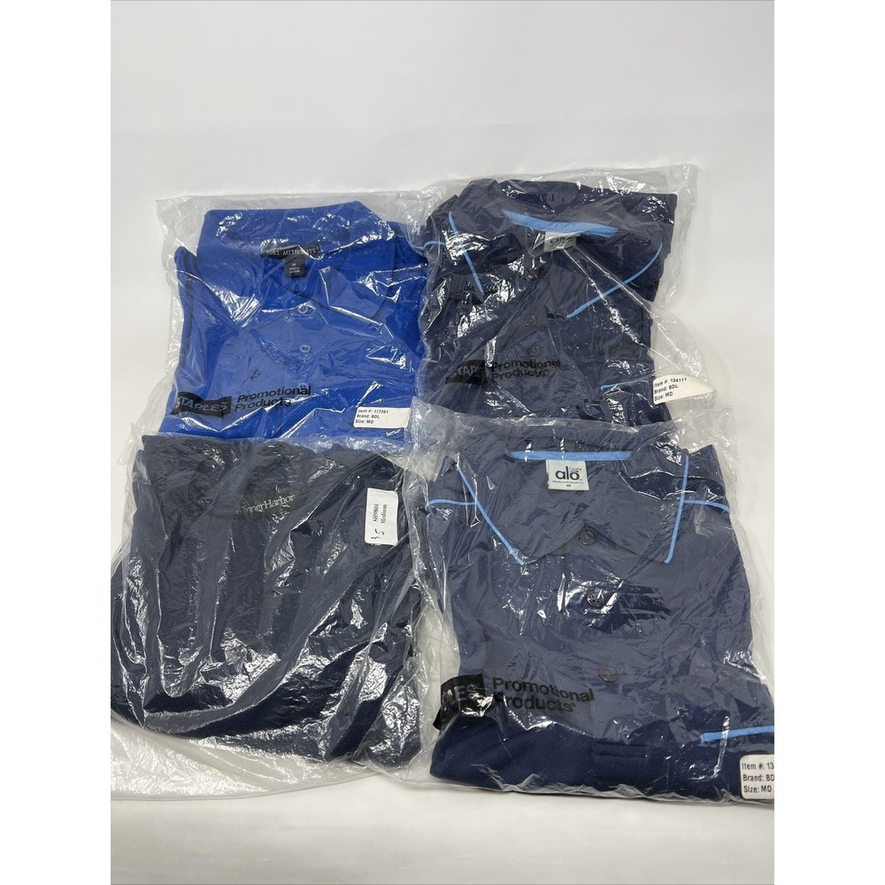 Lot Of 4 Bud Light Embroidered Golf Polo & Crew Neck Shirt Size M